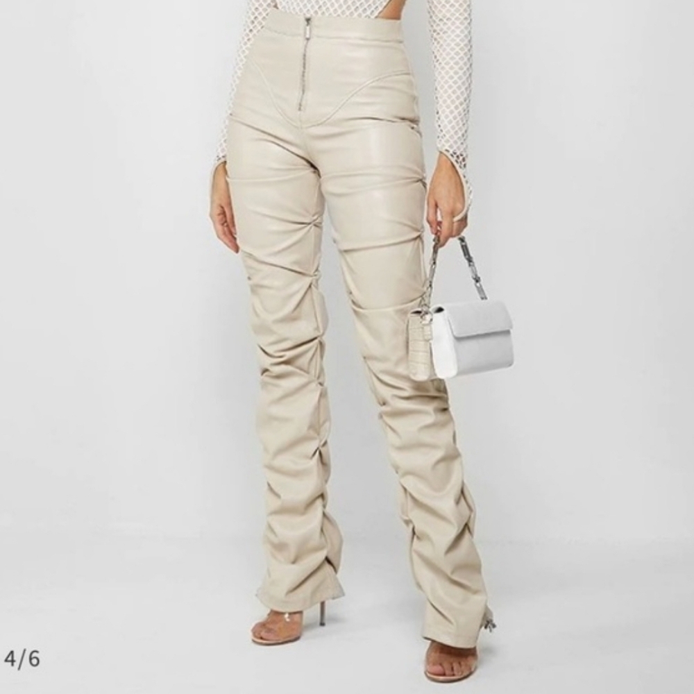 Maniere De Voir Tacked Vegan Leather Pants